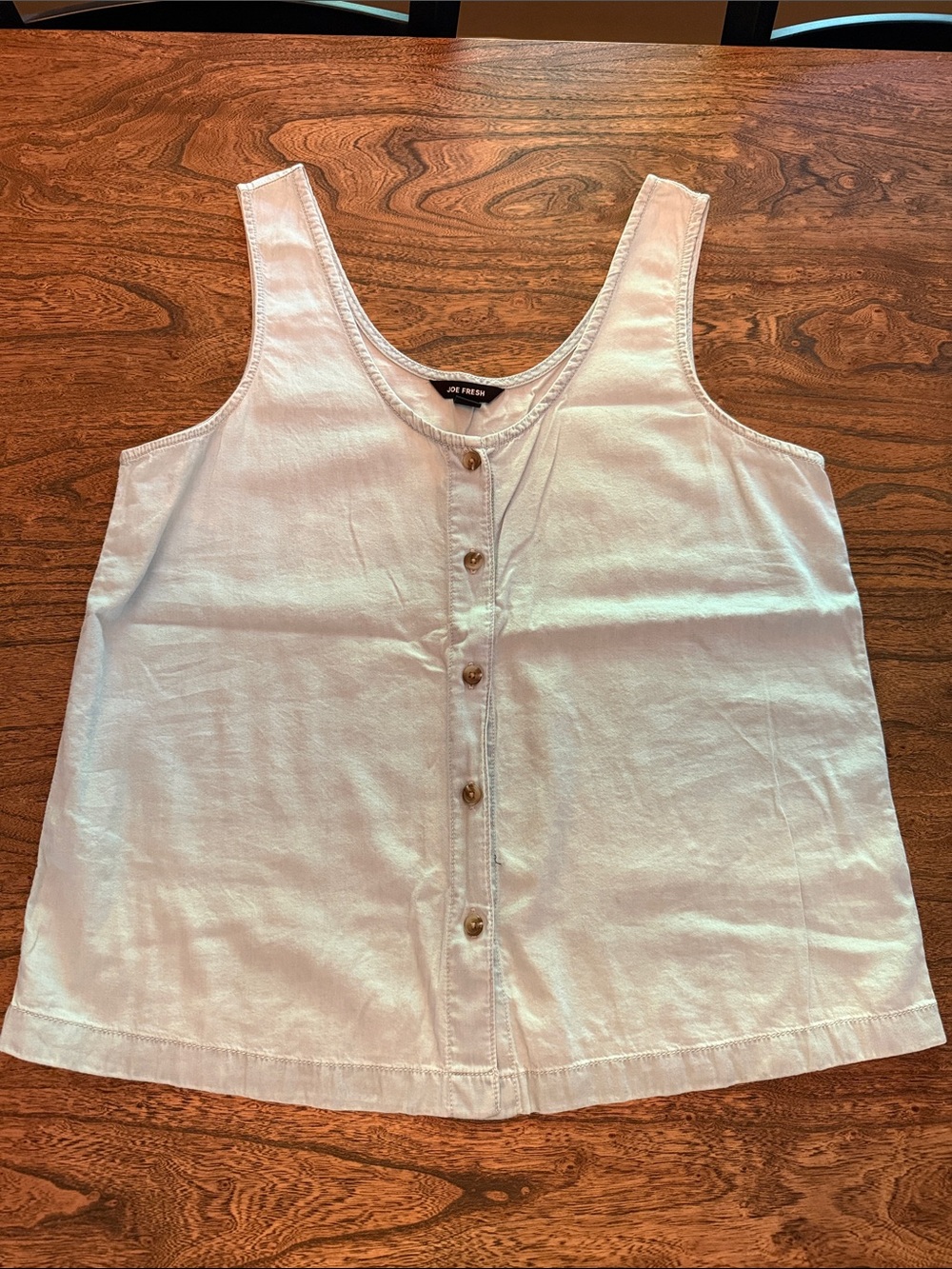 Joe Fresh Light Blue Button-Down Scoop Neck Tank